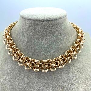 Vintage West Germany Gold Tone Double Link Collar Necklace 17”